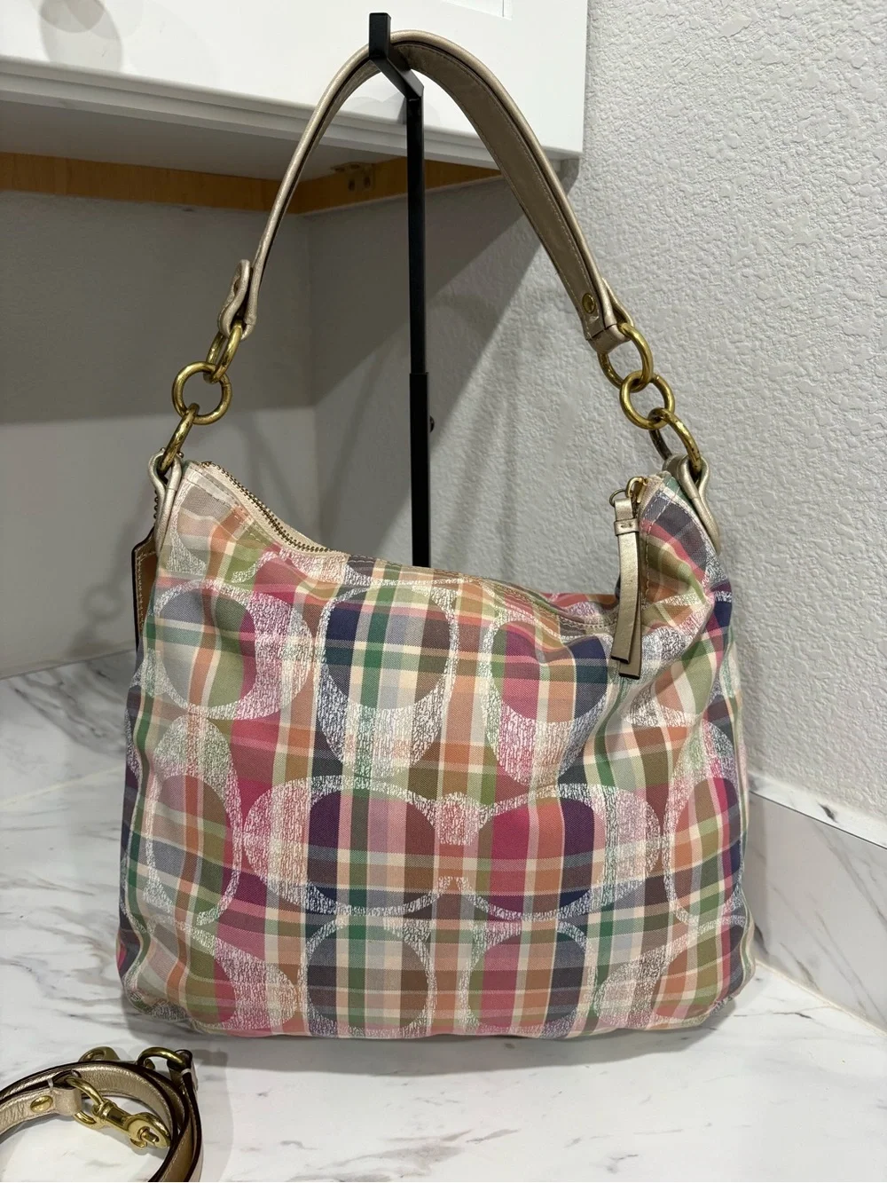 Coach madras double pocket purse and wristlet